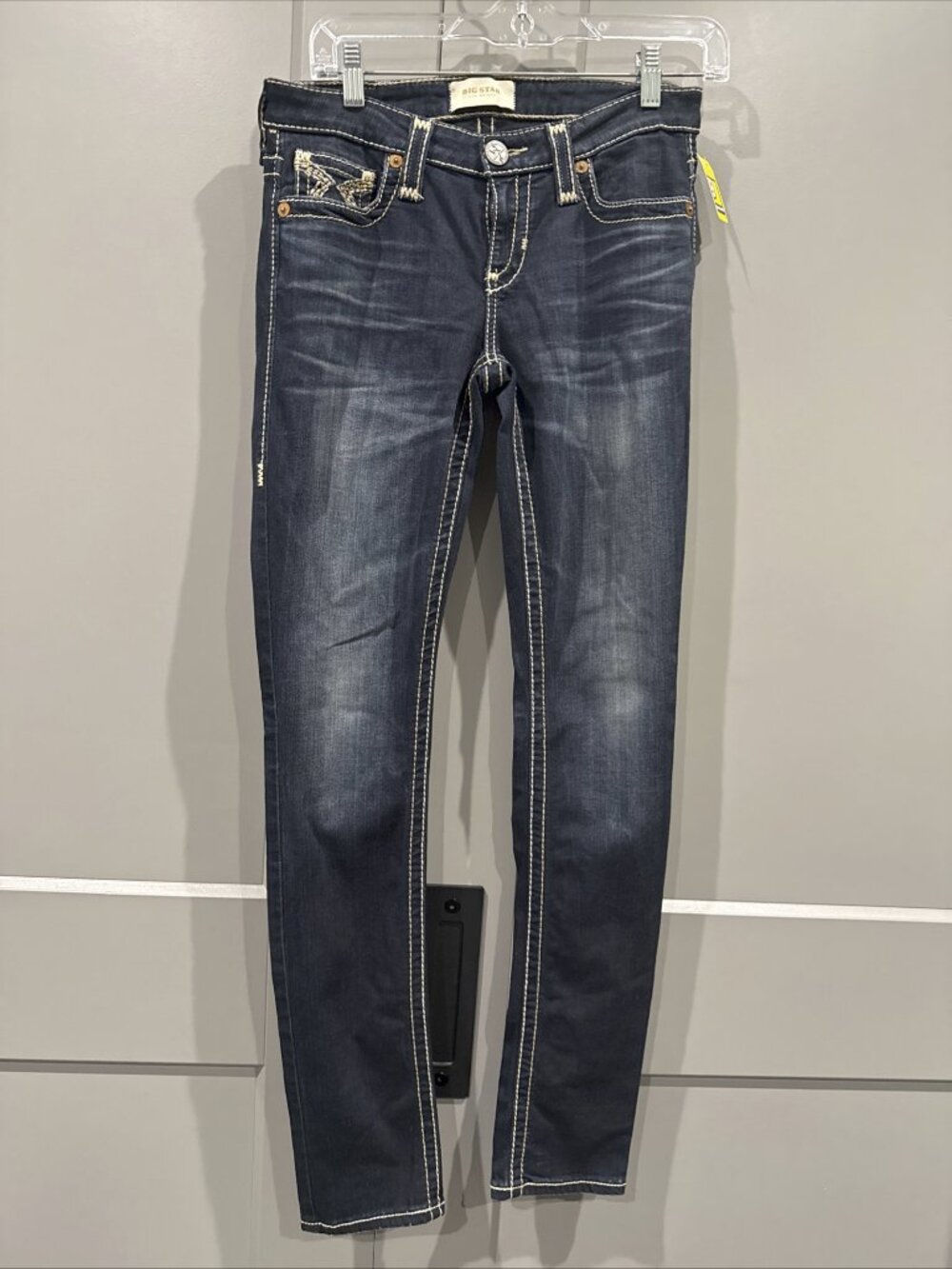 Big Star Liv Skinny Thick Stitch Women's Jeans Size 28R Dark Wash
